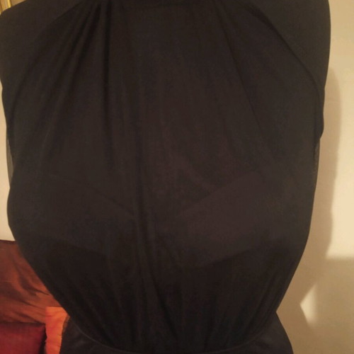 Black one-piece swimsuit with tulle used, size small