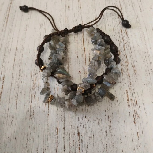 Long necklace set with stones and matching bracelet new