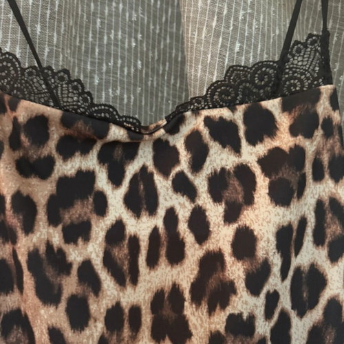 Leopard Print Dress long with slit one size new by Abysse