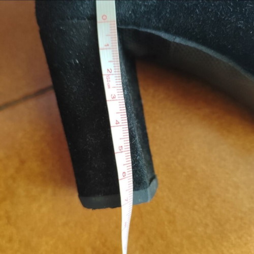 Black suede pumps with thick heel and strap, size 39, like new