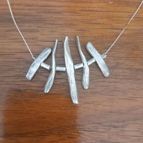 Silver aged hammered necklace