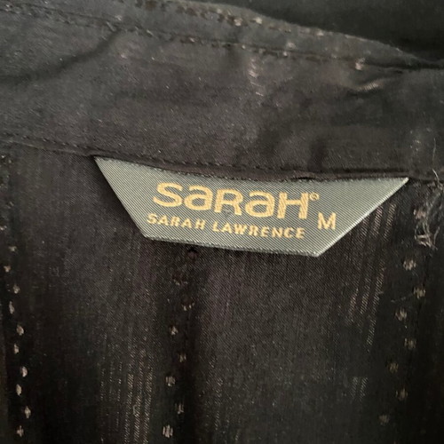Sarah Lawrence black fitted women's shirt new with gold thread designs