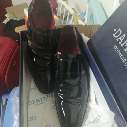 Damiani dress shoes size 41 new, black leather-patent