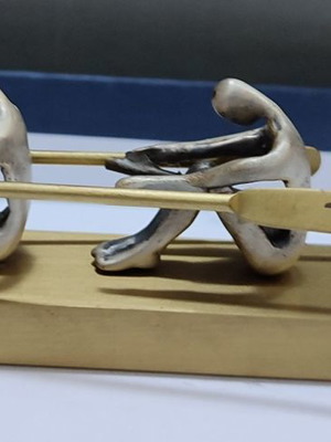 Rowing miniature new in 925 silver with bronze base