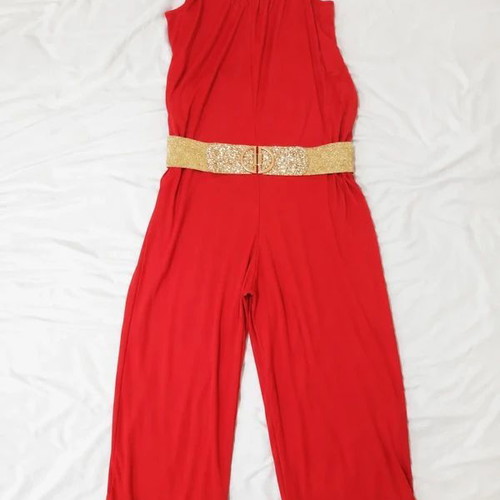 Red Jumpsuit XL-4XL New, Elastic Summer One-Piece with Pockets