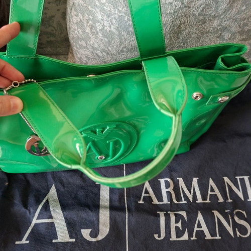 Armani Jeans handbag like new, green color with case