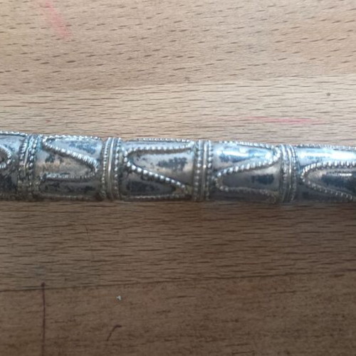 Vintage Decorative Manual with Embossed Silver Handle used