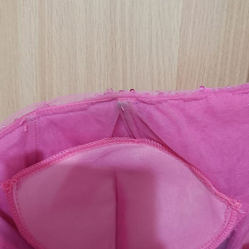 Fuchsia long dress with rhinestones and slit, size M