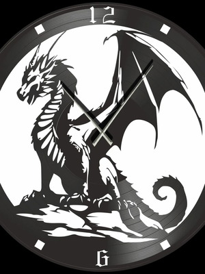 Vinyl record wall clock 12" new Dragon analog