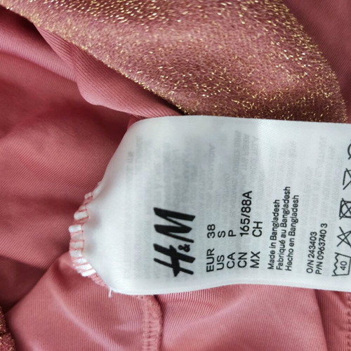 H&M swimsuit one piece high  leg pink glitter shiny M 38