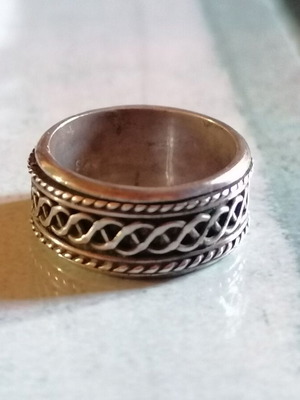 Silver 925 ring double band new with braids no 54 (US 6.75)