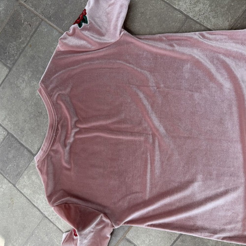 Velvet blouse pink with sleeve design, like new, XS