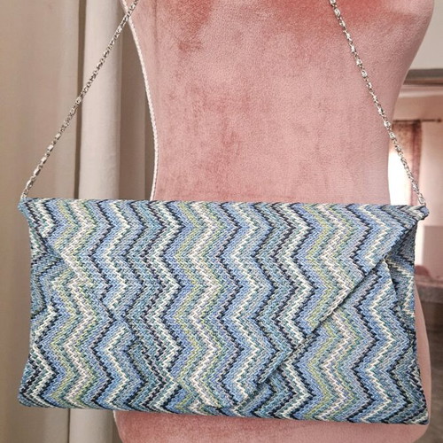 Envelope bag in shades of blue, new, 30×15.5 cm