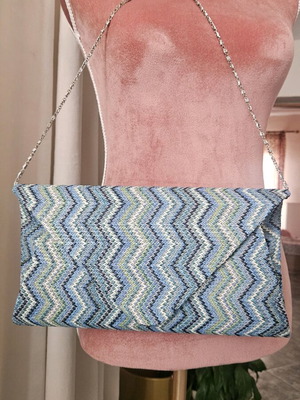 Envelope bag in shades of blue, new, 30×15.5 cm