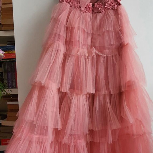 Long dress new, pink powder color, backless, size S