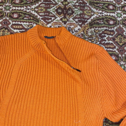 New Man men's sweater with diagonal zipper at neck size XL new orange