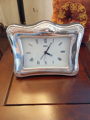 Ranieri Quartz Silver Table Clock used, Italian, 925 silver
