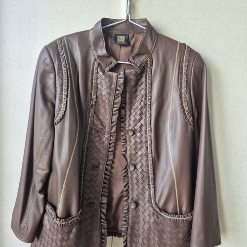 Madeleine leather biker jacket like new, brown