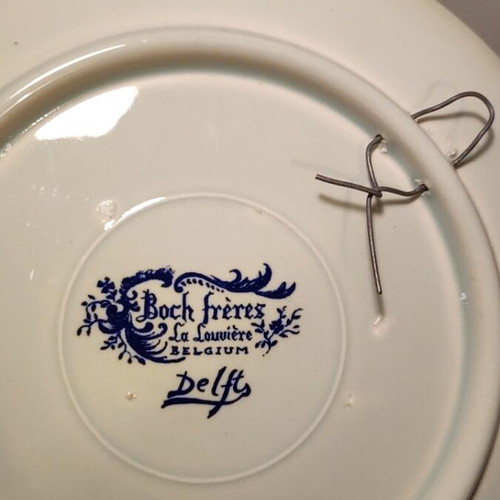 Boch La Louviere plate used, ceramic decorative Delft style
