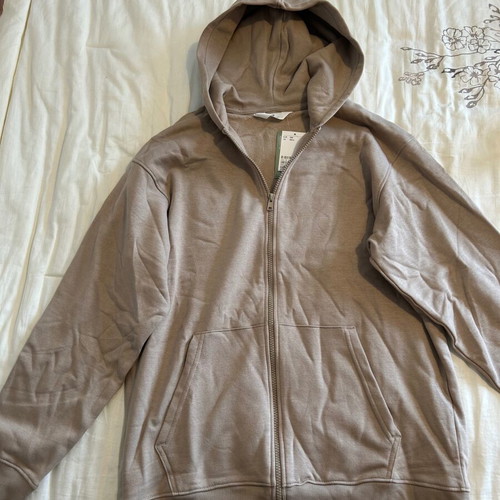 H&M zip-up hoodie new kids size 170 beige brown