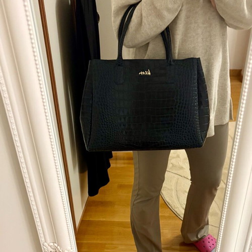 KEM Handbag new, black and navy with animal print