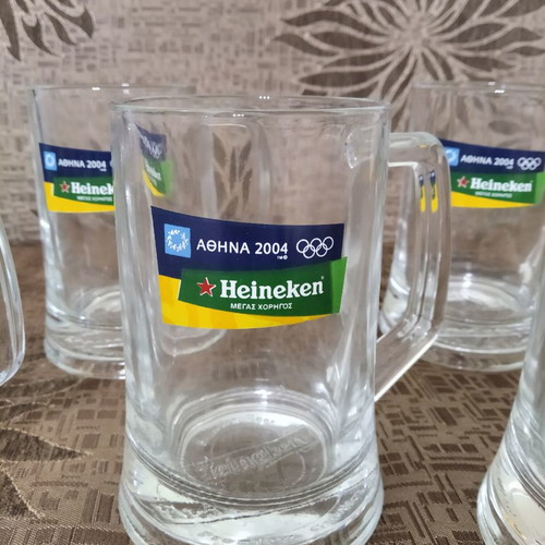 6 pcs Beer glasses 2004 Athens