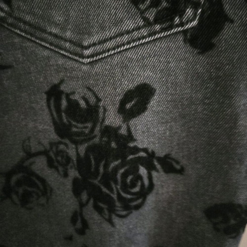 Jeans with velvet floral design like new, size M