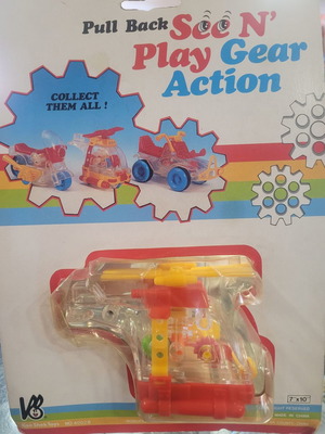 Pull Back Seen Play Gear Action helicopter vintage new, collectible, intact