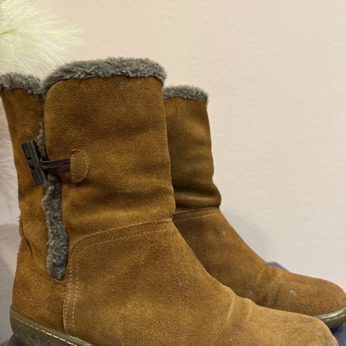 Suede boots used, brown, size 39 with warm lining