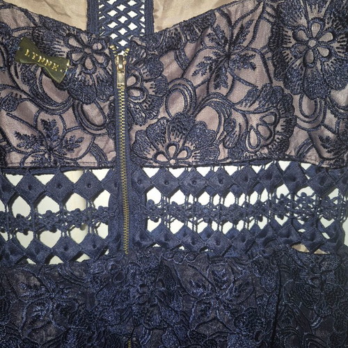 Lynne dress like new, blue, size 40 with lace and transparency