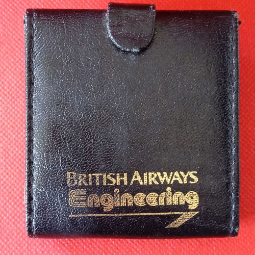 Vintage British Airways Engineering clock used, leather case