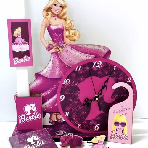 Barbie candle set new with figure, clock, pencil case and decorations