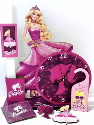 Barbie candle set new with figure, clock, pencil case and decorations