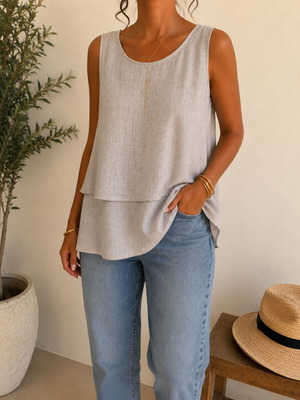 Sleeveless blouse size 40 gray like new OPUS
