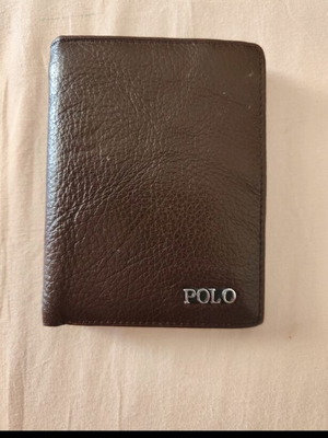 Polo brown leather men's wallet with coin and card holders
