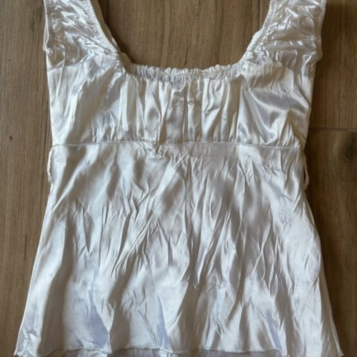 Anel Y2k vintage babydoll satin top, white, size S-M