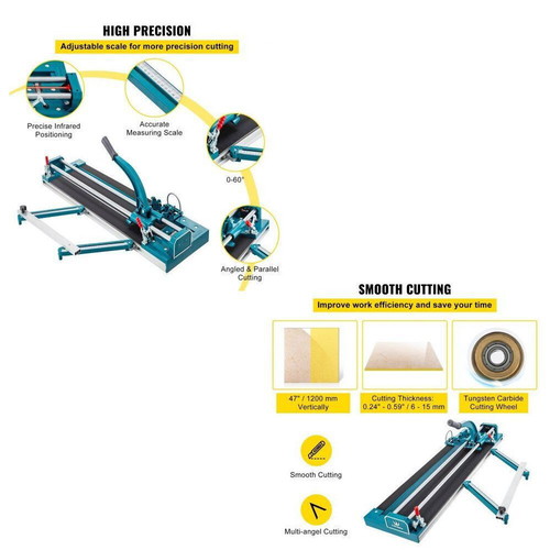 Vevor Tile Cutter 47 Inches 1200mm Manual Double Rail New