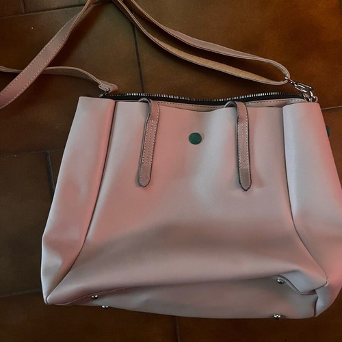 David Jones Paris leather handbag pale pink like new 35x25 cm