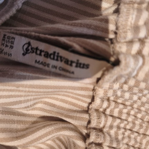 Stradivarius striped pants like new, set of 2 beige white and blue white