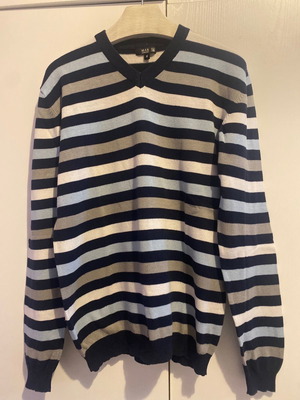Striped sweater used, blue white gray, size M