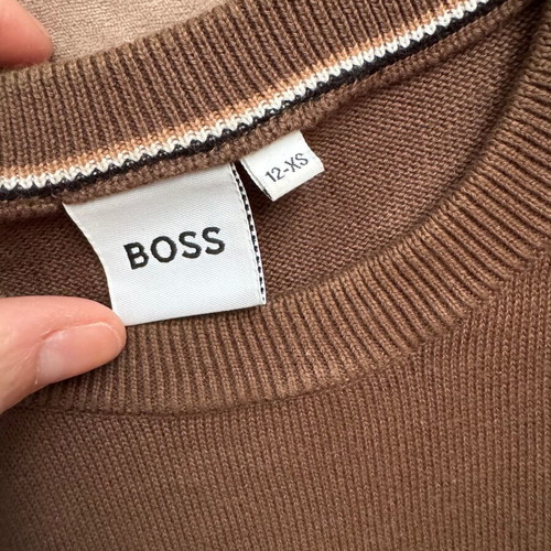 Boss long-sleeve brown shirt for boys like new, 100% cotton