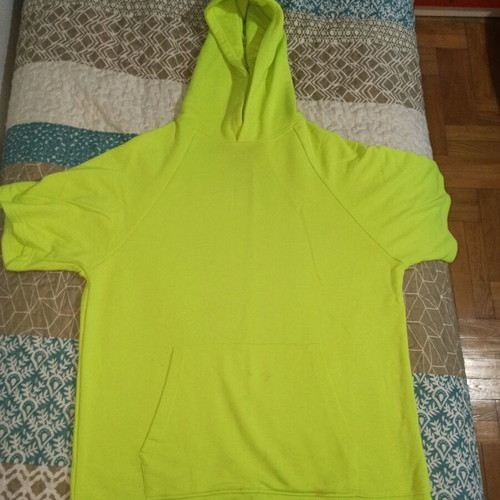 Men's short-sleeve neon yellow/green hoodie medium used