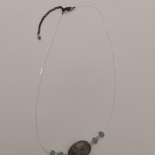 Necklace with crystals like new, handmade floating illusion style
