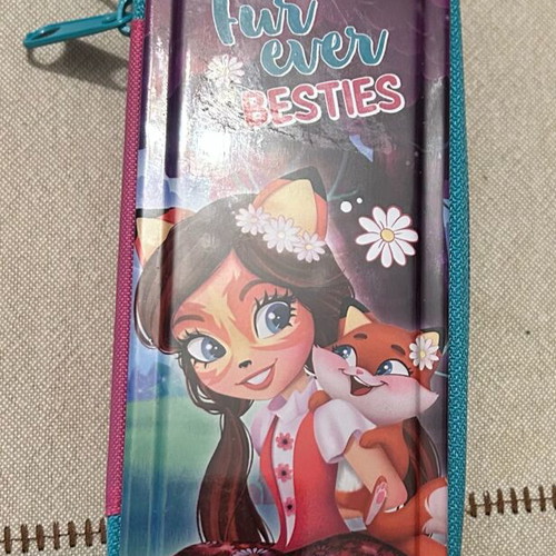 Mattel Enchantimals Metal School Pencil Case like new