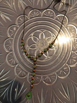 Vintage necklace used with enameled daisies and rhinestones