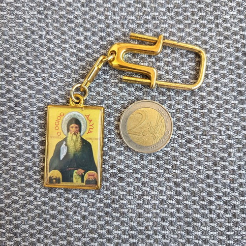 Double keychain with Saint David and Saint Iakovos Tsalikis images, like new