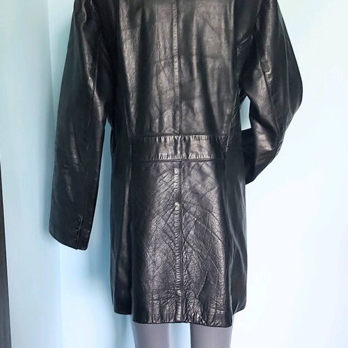 Women's leather coat used, branded, black