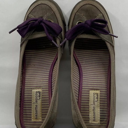 Nanette Lepore for Keds wedge platform shoes used, size US8 EU38.5, gray with purple