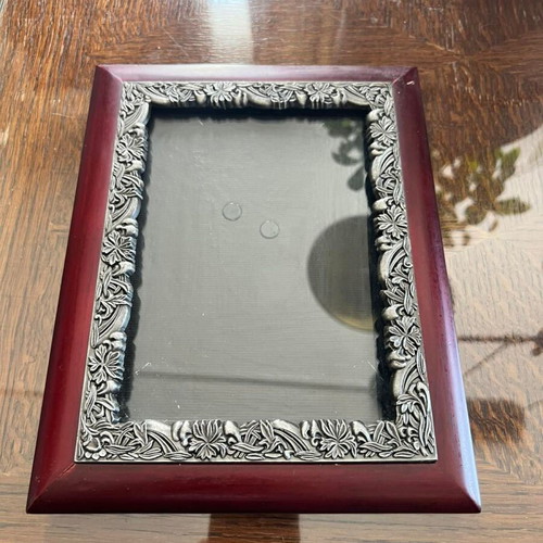 Vintage Brown Silver Ornate Photo Frame like new, baroque floral design