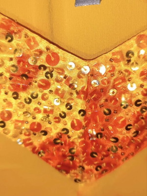 Naf Naf top with sequins in yellow-orange tie-dye, like new